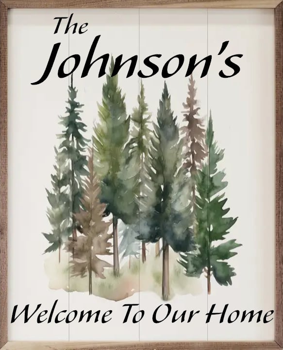 Watercolor Pines Wood Art