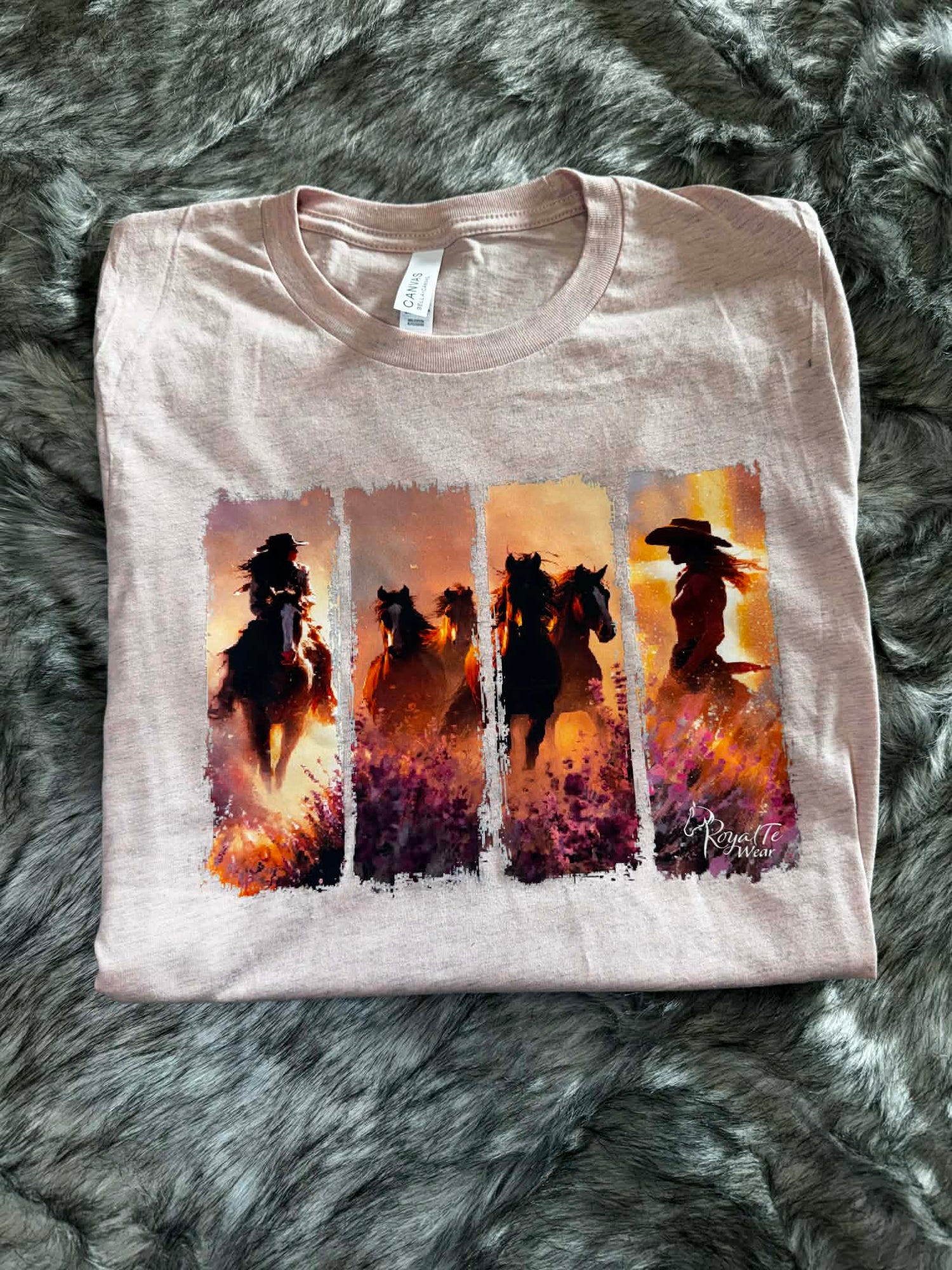 Short Sleeve Tee - Brush Stroke Running Horses