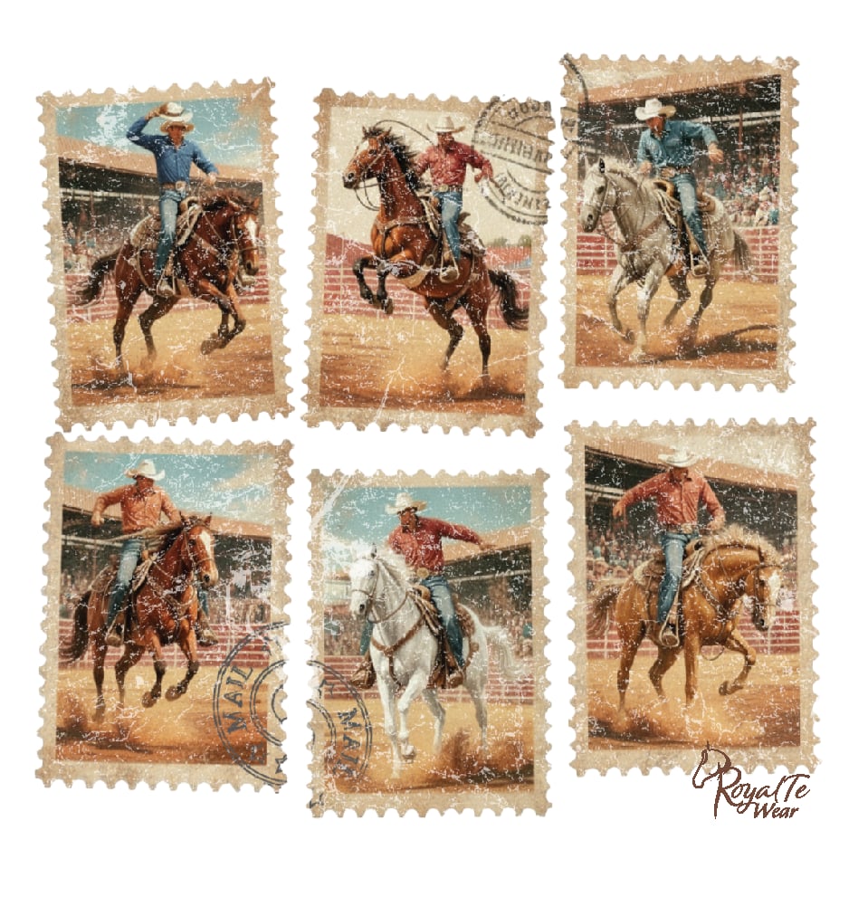 Postage Stamp Cowboy Hooded Sweatshirt