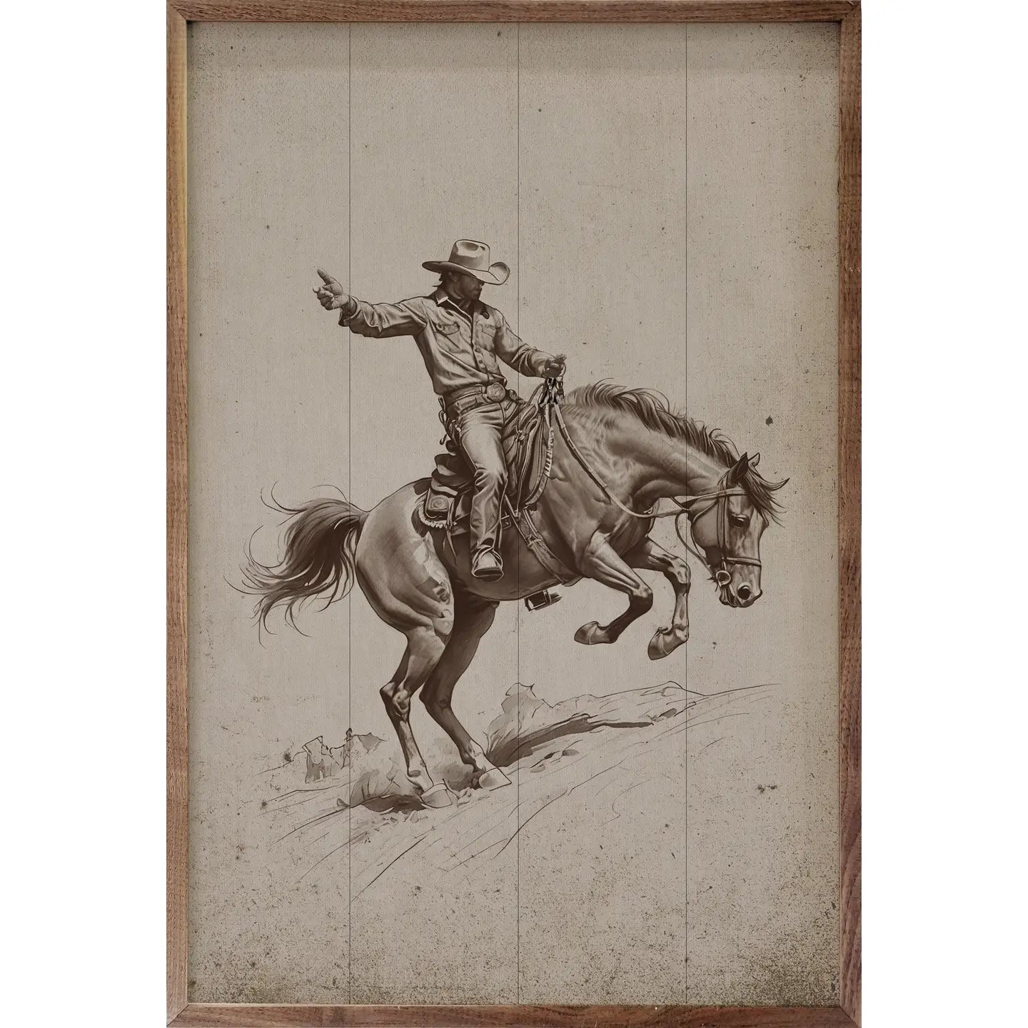 Bronc Riding Cowboy Wood Art