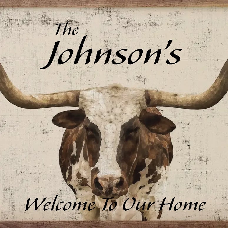 Longhorn Whitewash Wood Art