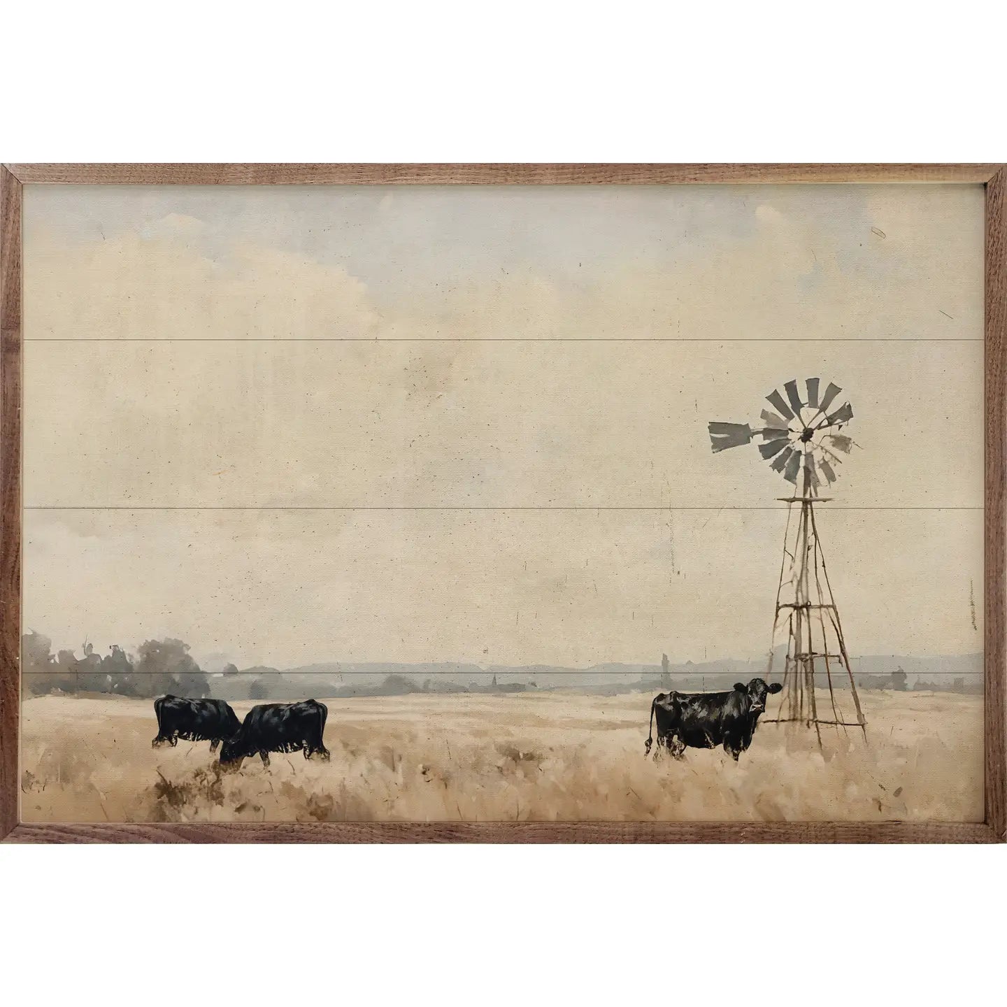 Cattle with Windmill Wood Art