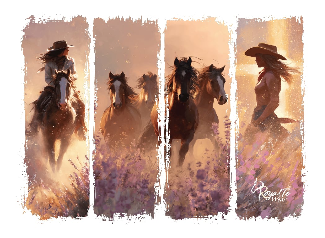 Brush Stroke Running Horses Crew Neck Sweatshirt