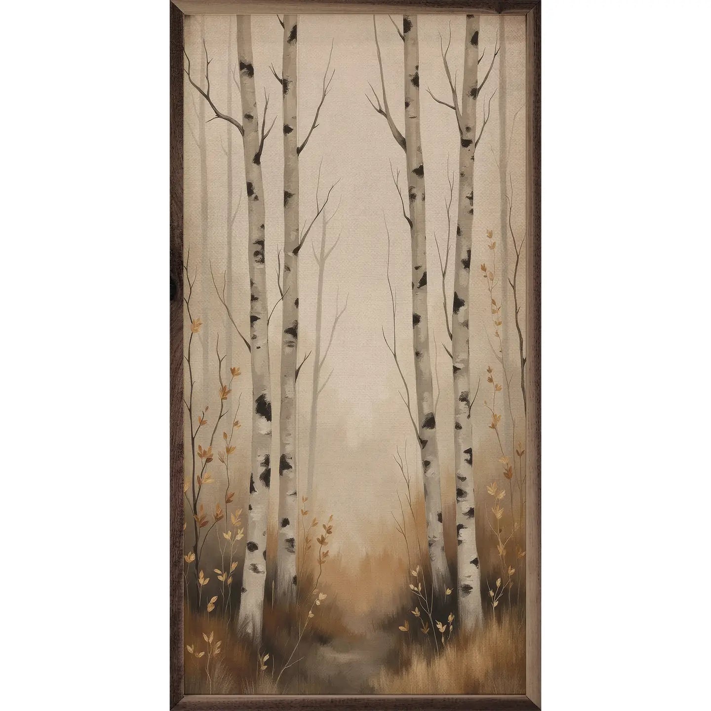 Birch Trees Autumn Scene Wood Art