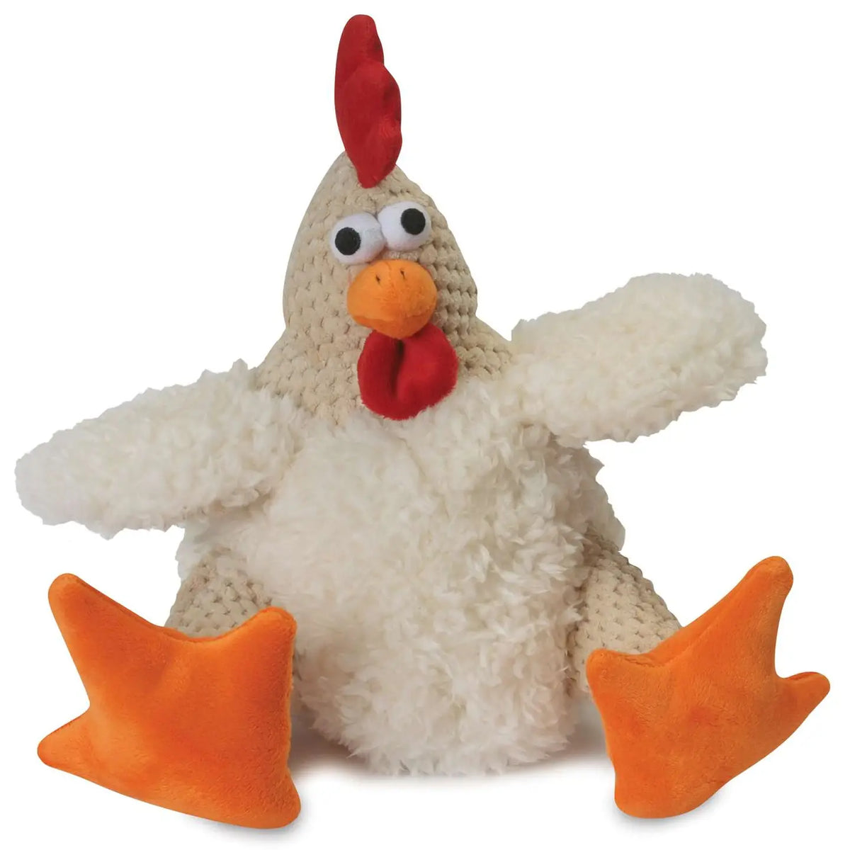 GoDog Checkers Fat Rooster White W/Chew Guard Dog Toy Large