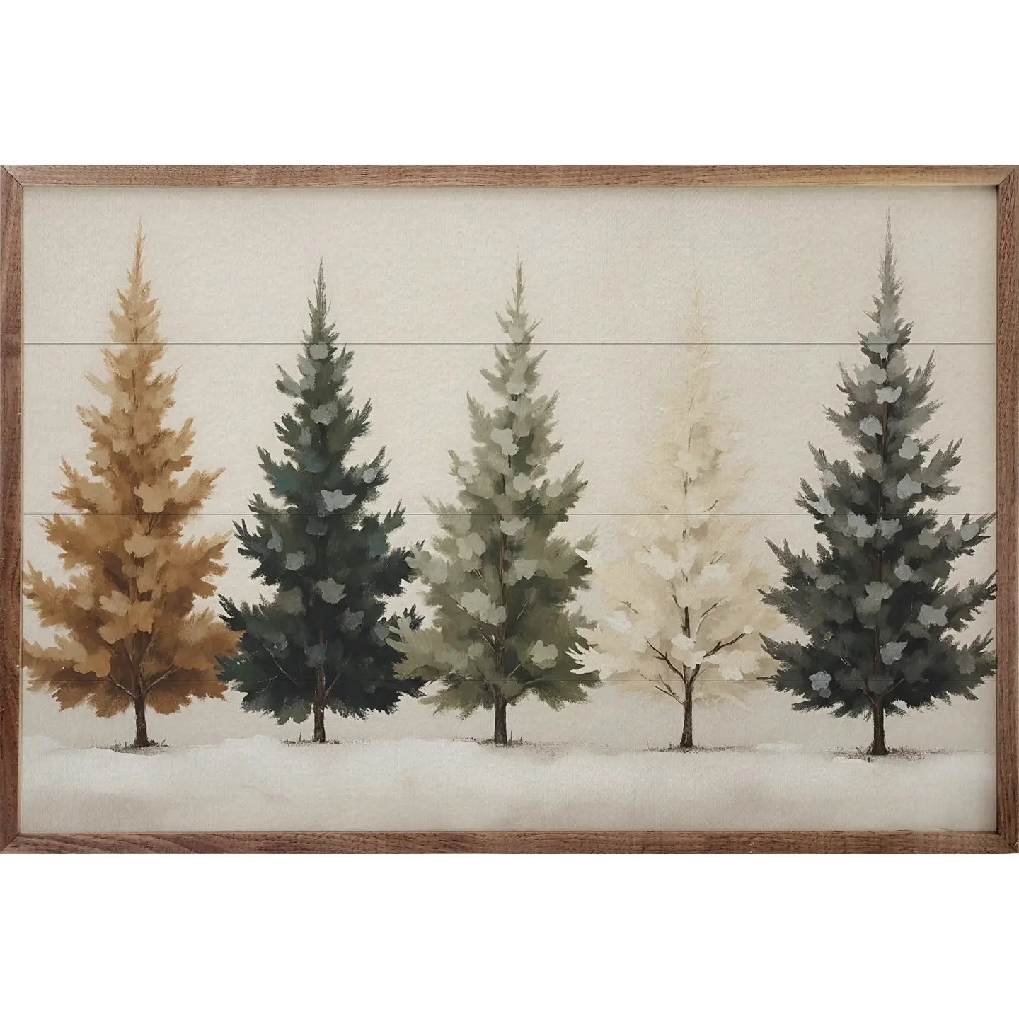 Colored Pine Trees Wood Art