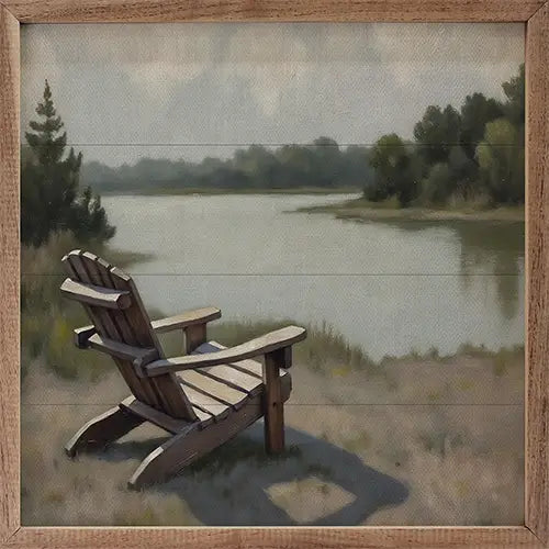 Chair By the Lake Wood Art