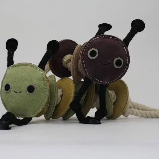 Leather Caterpillar Dog Toy